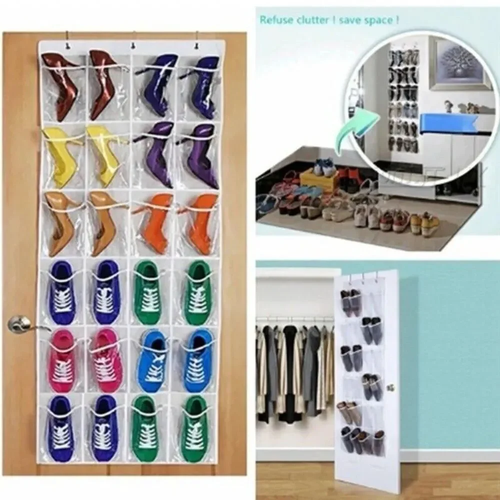 24 Grid Over the Door Wall Mounted Shoe Bra Underwear Swimsuit Organizer Storage